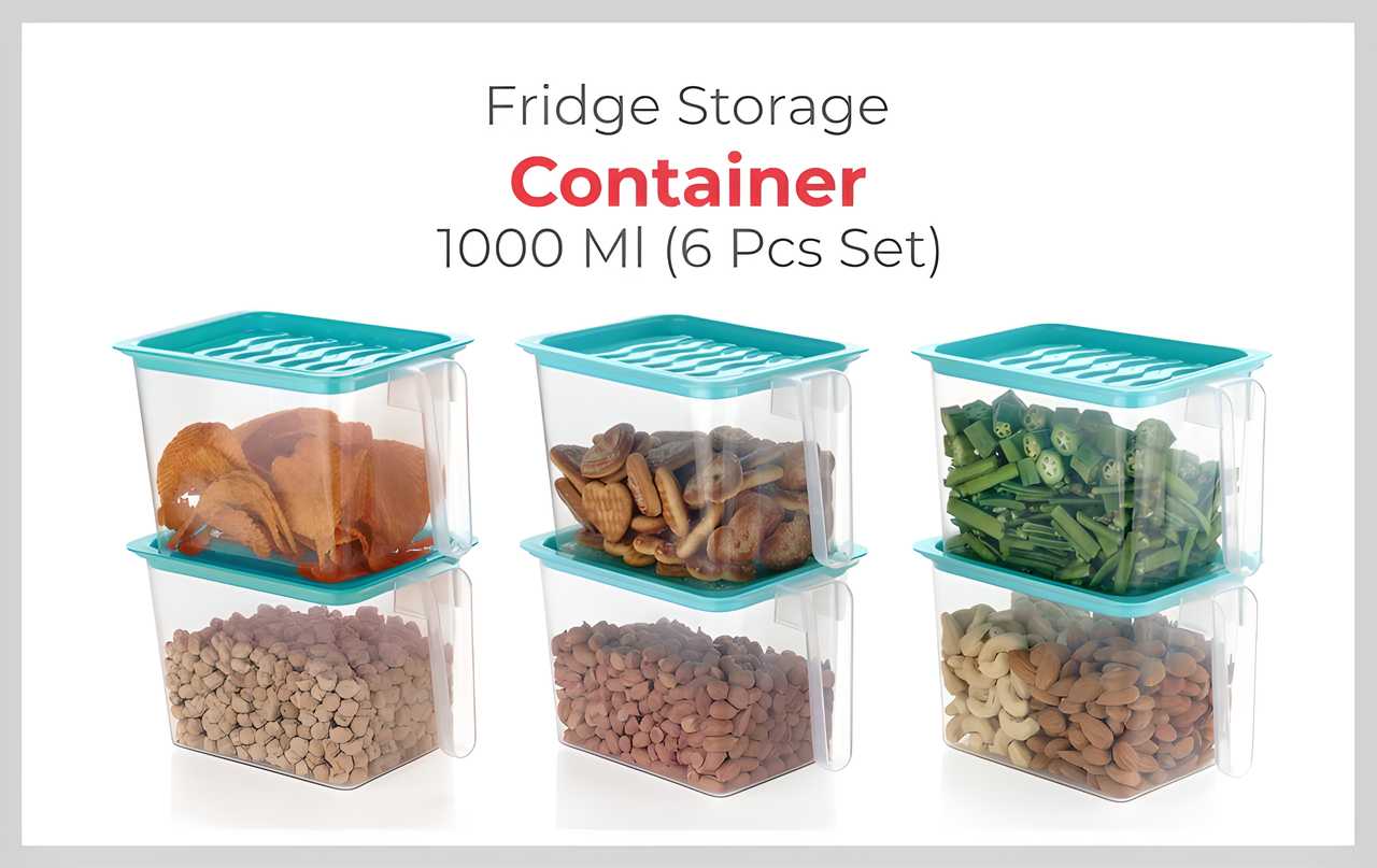 Fridge storage containers - 1000 ml (Pack of 6)